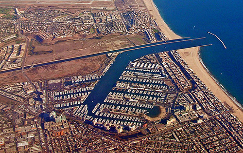 Marina del Rey: Aerial View to Palos Verdes Peninsula