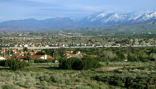 City of Palmdale and Snow Covered Mountains